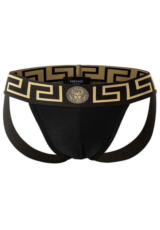Jockstrap - трусы-стринги topeka jocks из эластичного хлопка Versace, черный
Jockstrap - трусы-стринги topeka jocks из эластичного хлопка Versace, черный