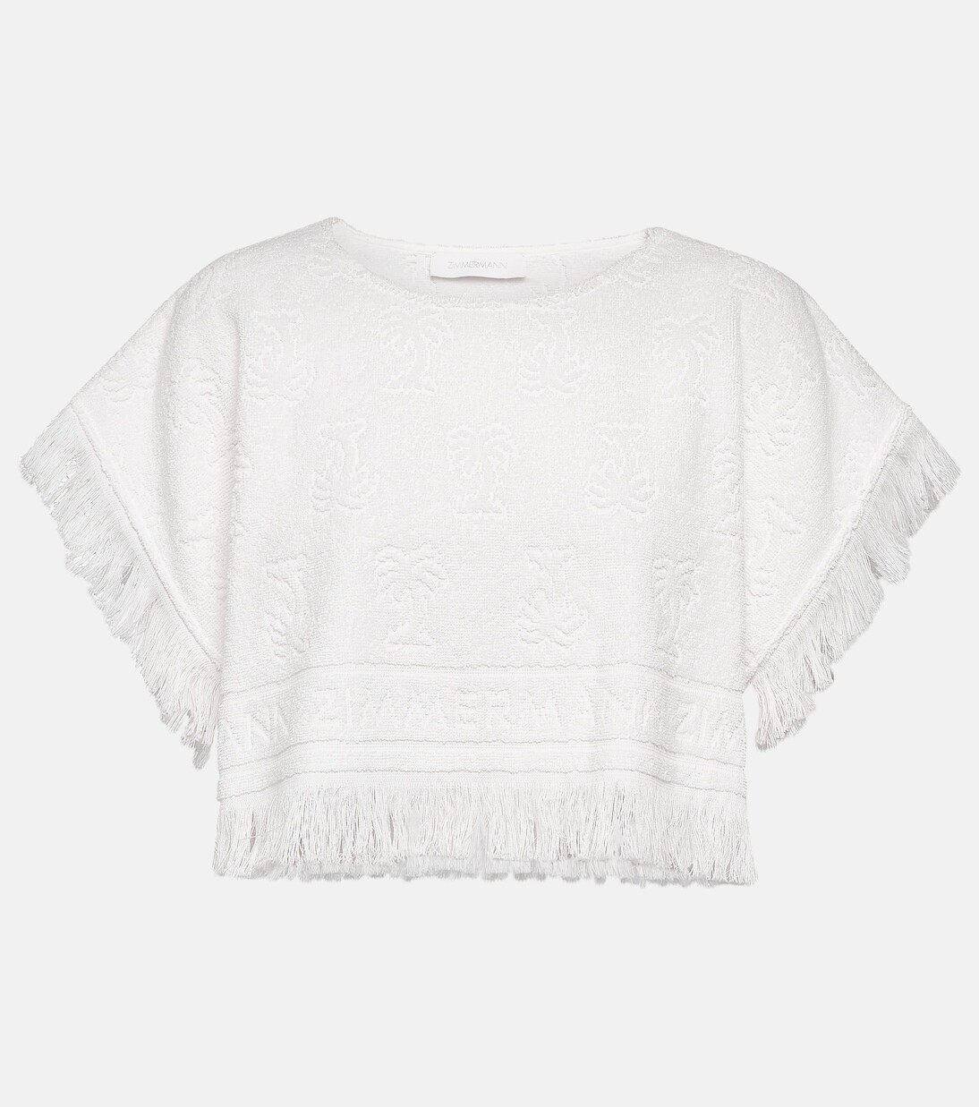 Укороченный топ из хлопковой махры Zimmermann, белый
Укороченный топ из хлопковой махры Zimmermann, белый