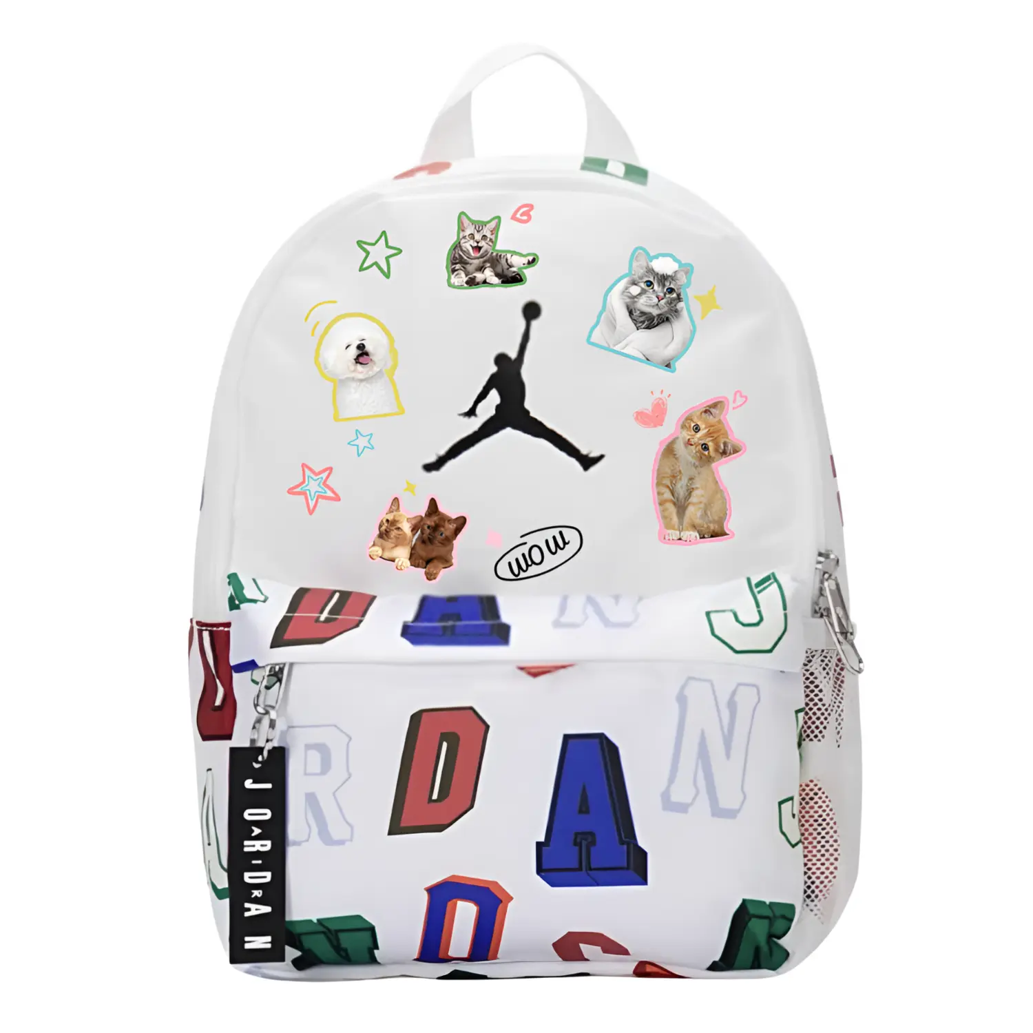 Jordan Полиэстеровый рюкзак обычный унисекс белый, Cute Cat and Dog 
Jordan Полиэстеровый рюкзак обычный унисекс белый, Cute Cat and Dog
