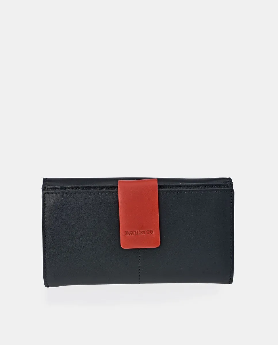Большой женский кошелек DAVILETTO из кожи черного и красного цветов 
Большой женский кошелек DAVILETTO из кожи черного и красного цветов
