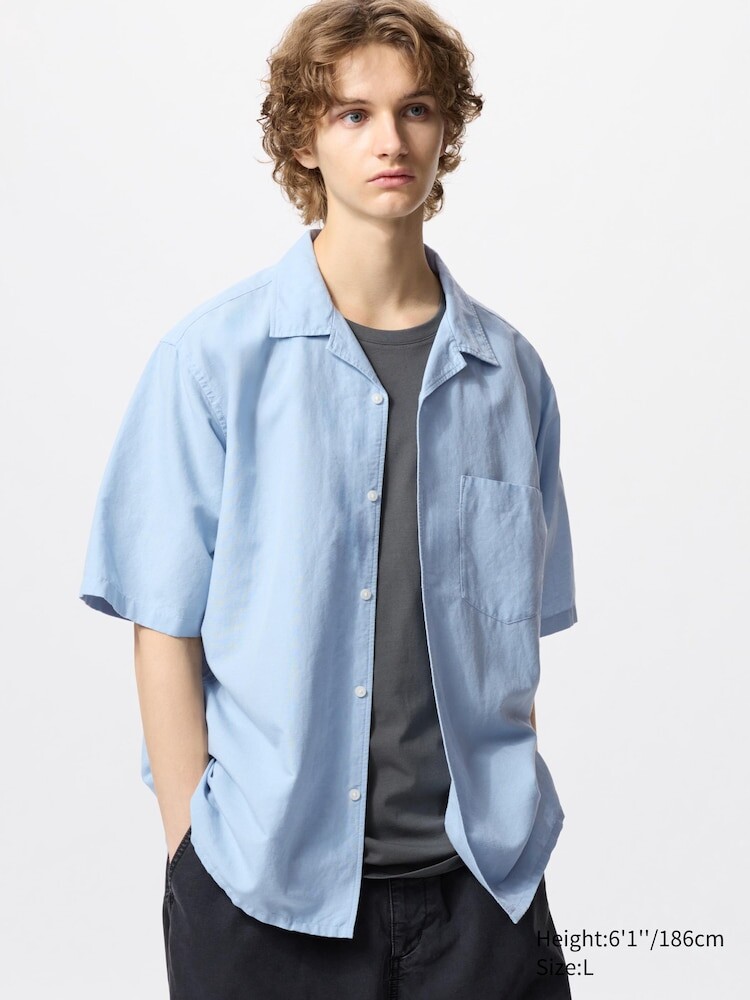 Рубашка из хлопка и льна с коротким рукавом Uniqlo, цвет 63 синий
Рубашка из хлопка и льна с коротким рукавом Uniqlo, цвет 63 синий