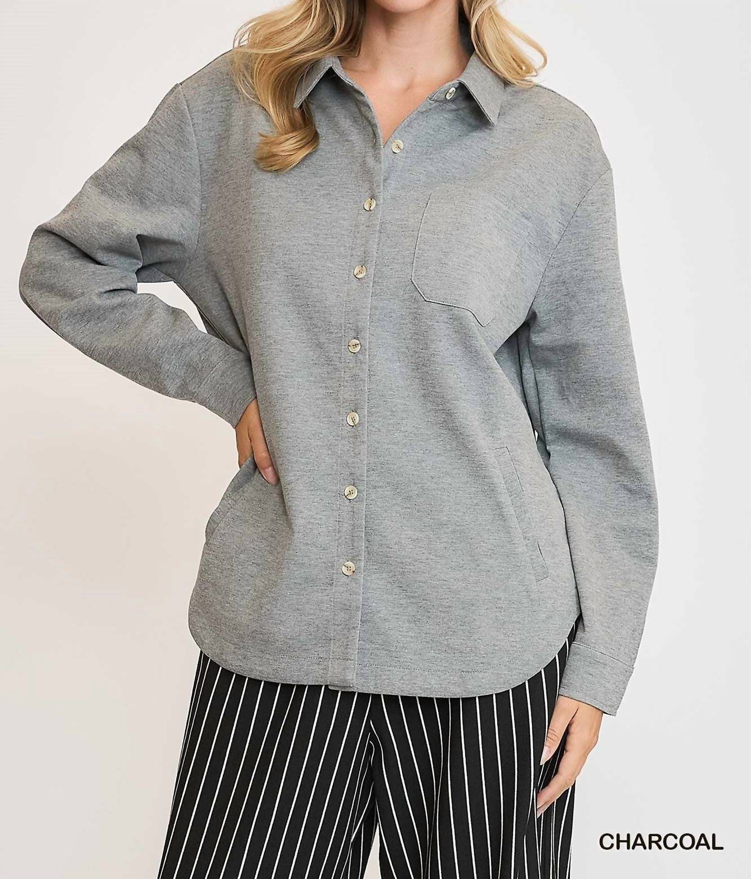 Umgee Рубашка-куртка свободного кроя, цвет угольно-серый
Umgee Рубашка-куртка свободного кроя, цвет угольно-серый