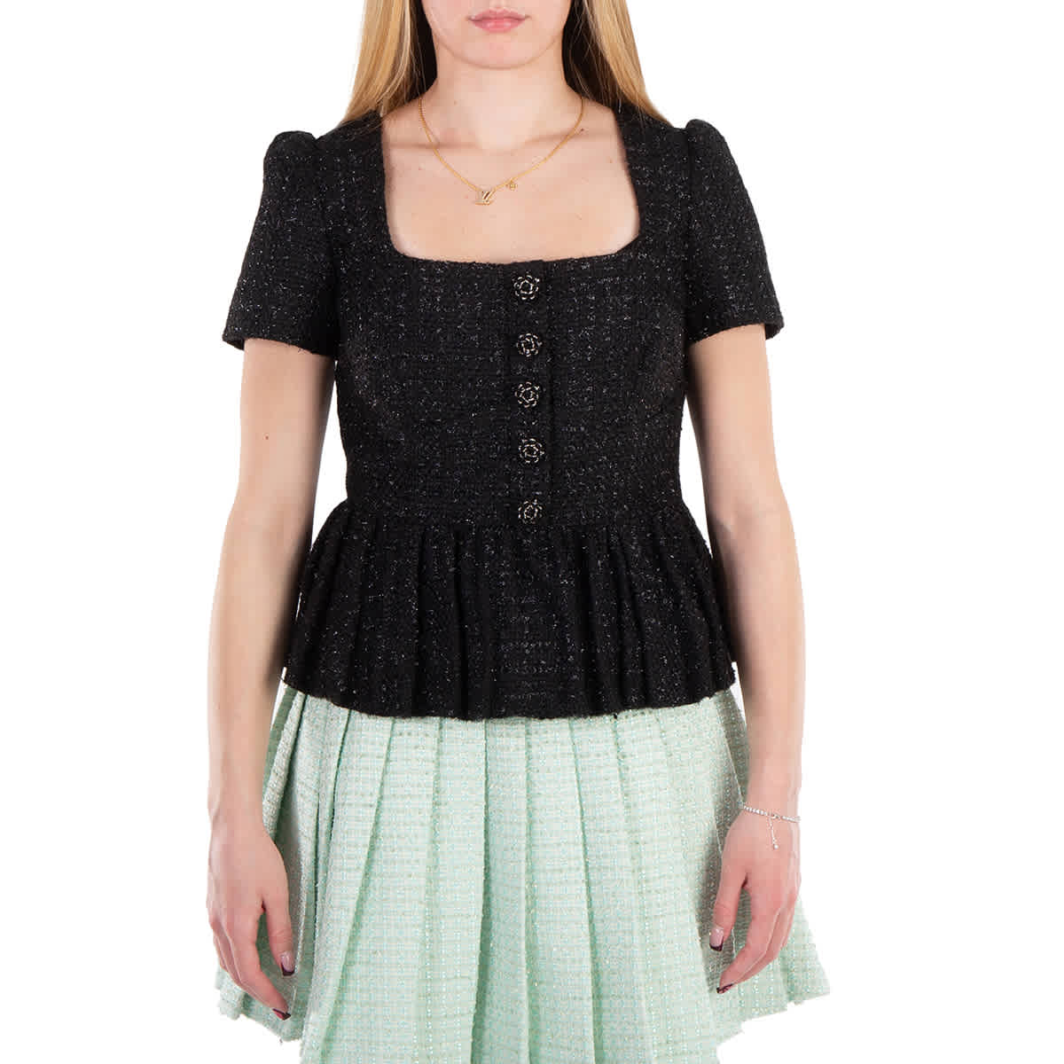 Черный топ-букле с баской Self Portrait Self-Portrait
Черный топ-букле с баской Self Portrait Self-Portrait