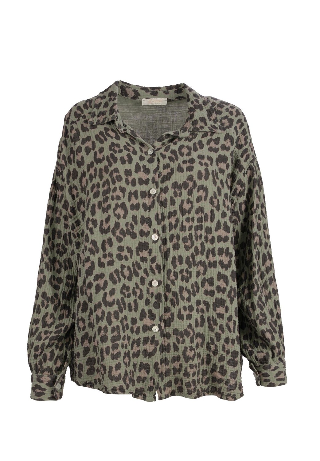 Блузка LEO QUEEN MUSSELIN OVERSIZED женская муслиновая блузка из 100% хлопка, леопардовый узор Seasons of April, хаки
Блузка LEO QUEEN MUSSELIN OVERSIZED женская муслиновая блузка из 100% хлопка, леопардовый узор Seasons of April, хаки