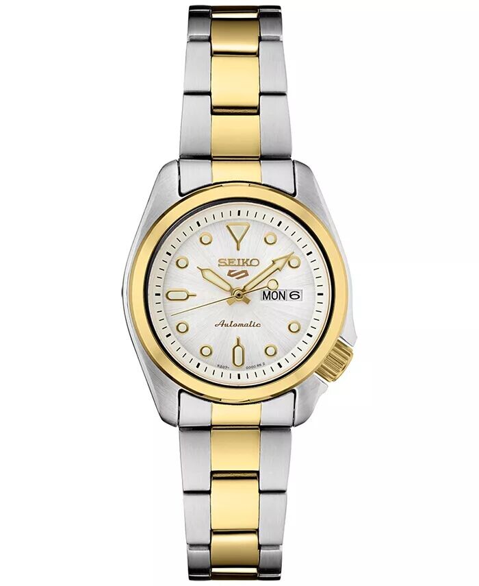 Женские автоматические 5 спортивных двухцветных часов с браслетом из нержавеющей стали, 28 мм Seiko, белый
Женские автоматические 5 спортивных двухцветных часов с браслетом из нержавеющей стали, 28 мм Seiko, белый