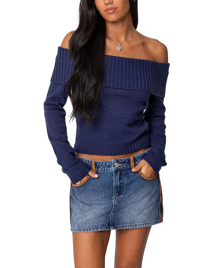 Вязаный топ с отложным воротником Edikted Tamara, синий
Вязаный топ с отложным воротником Edikted Tamara, синий