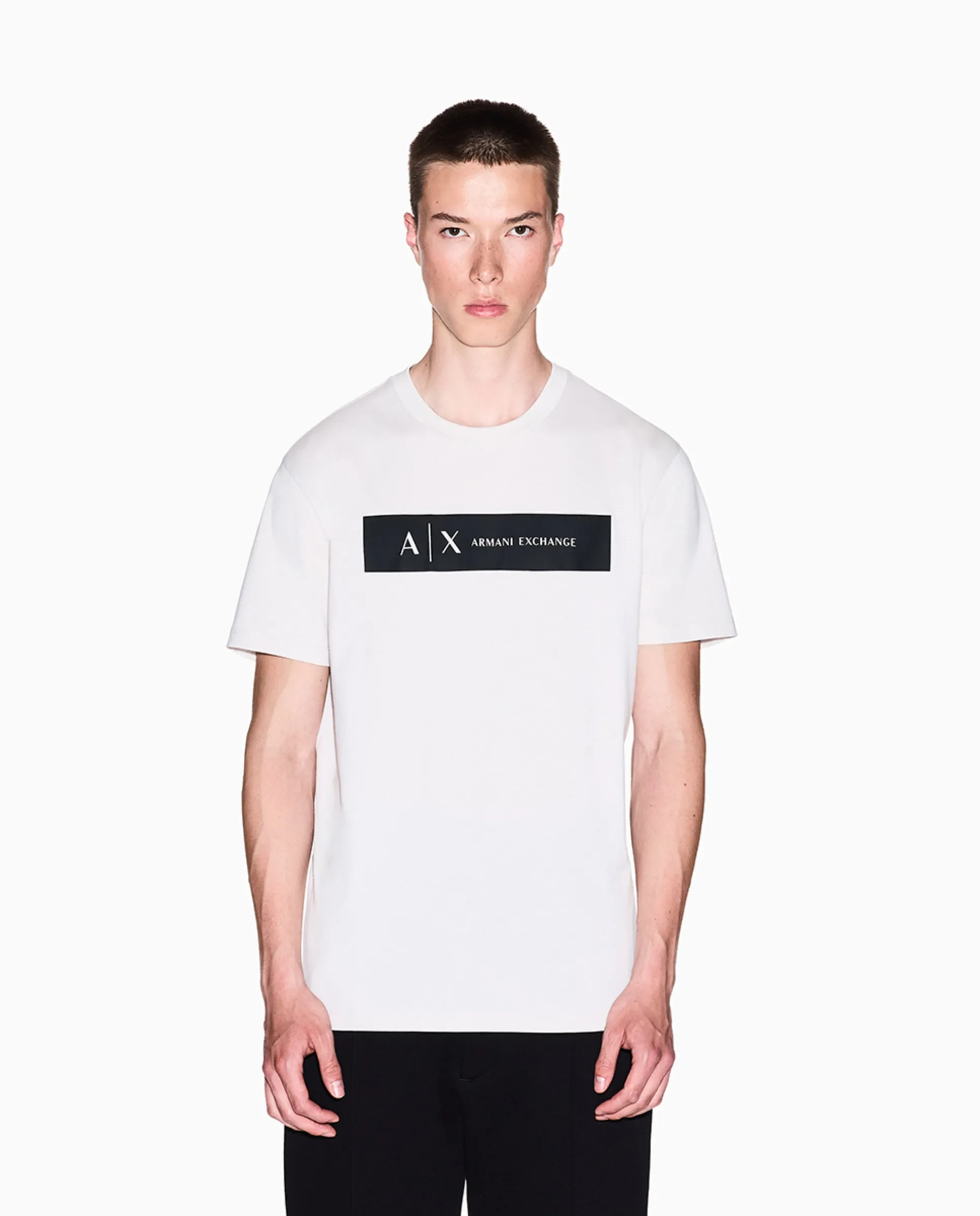 Мужская футболка с коротким рукавом и контрастным логотипом в рамке Armani Exchange, светло-серый
Мужская футболка с коротким рукавом и контрастным логотипом в рамке Armani Exchange, светло-серый