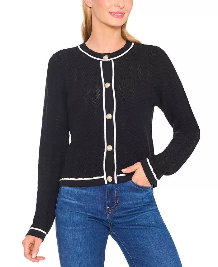 Женский длинный кардиган с контрастной отделкой CeCe, черный
Женский длинный кардиган с контрастной отделкой CeCe, черный