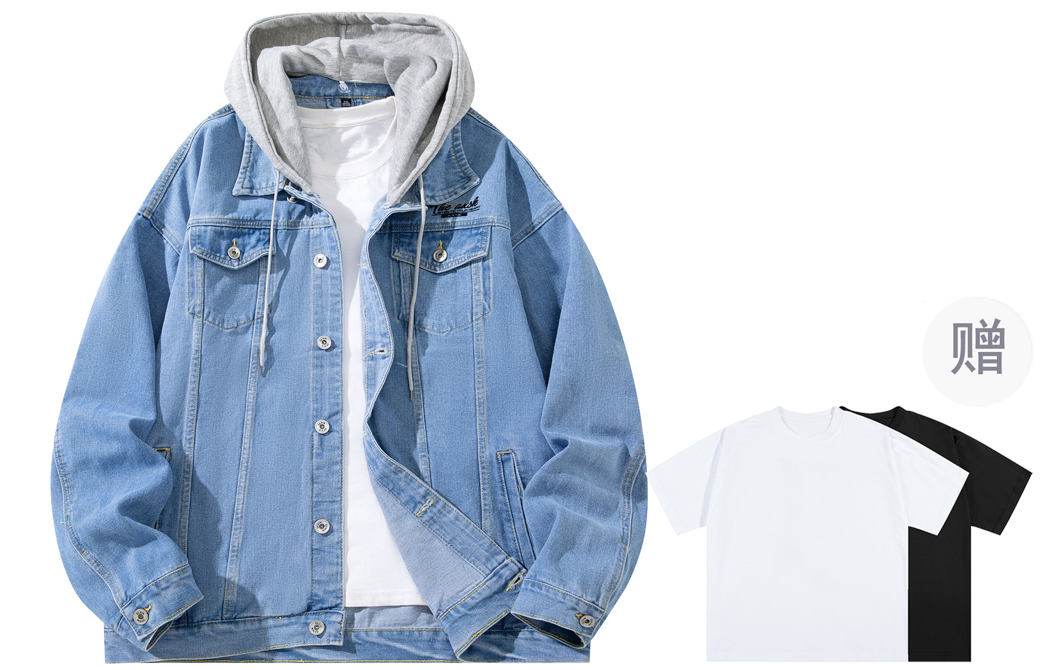 A.X.S.K Джинсовая куртка унисекс, Blue Hooded (Comes with Short-Sleeved Shirt)
A.X.S.K Джинсовая куртка унисекс, Blue Hooded (Comes with Short-Sleeved Shirt)