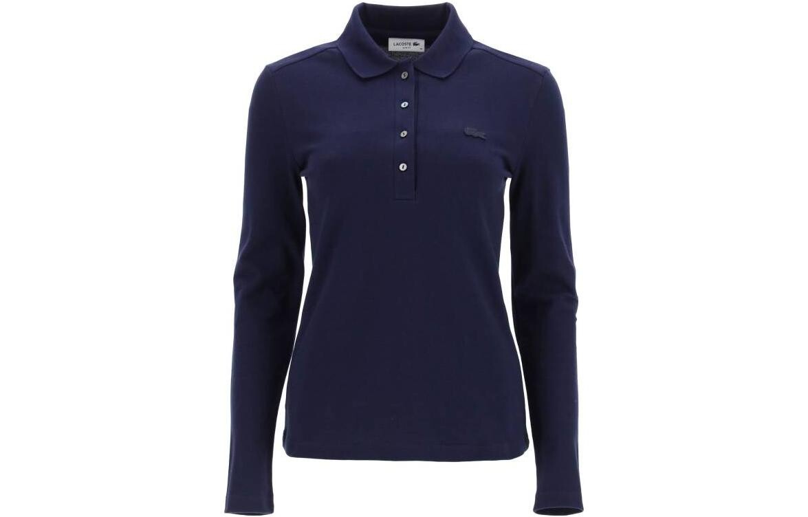 Рубашка поло женская темно-синяя Lacoste 
Рубашка поло женская темно-синяя Lacoste