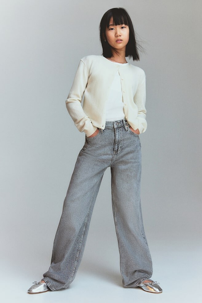 Джинсы с широкими штанинами H&M, серый
Джинсы с широкими штанинами H&M, серый