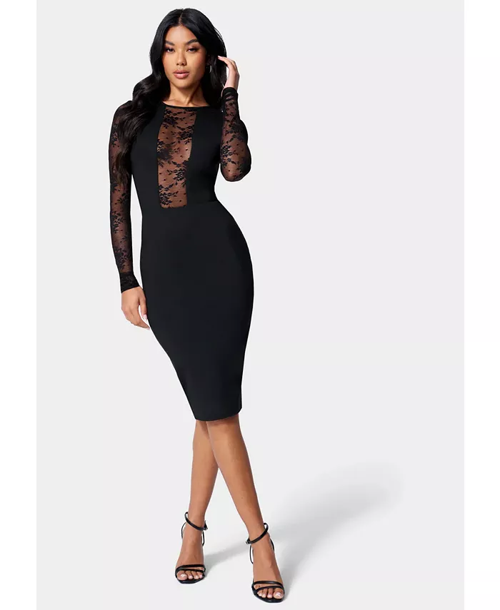 Женское миди-платье с кружевными вставками Bebe, черный
Женское миди-платье с кружевными вставками Bebe, черный