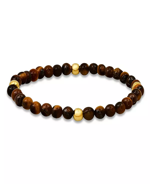 Мужской эластичный браслет из стерлингового серебра 14 карат с покрытием из золота и бусинами тигрового глаза Steeltime, red
Мужской эластичный браслет из стерлингового серебра 14 карат с покрытием из золота и бусинами тигрового глаза Steeltime, red