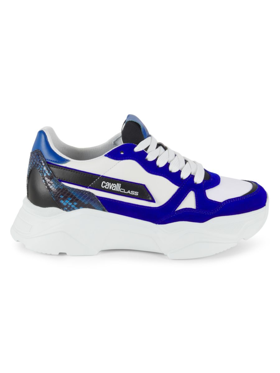 Двухцветные кроссовки с логотипом для бега Cavalli Class by Roberto Cavalli, цвет Blue White 
Двухцветные кроссовки с логотипом для бега Cavalli Class by Roberto Cavalli, цвет Blue White