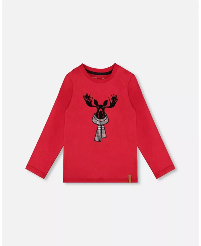 Футболка для мальчиков, вишнево-красная с изображением лося – для малышей|детей Deux par Deux, красный 
Футболка для мальчиков, вишнево-красная с изображением лося – для малышей|детей Deux par Deux, красный