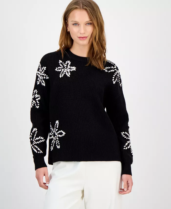 Женский свитер с круглым вырезом и цветочной вышивкой T Tahari, черный
Женский свитер с круглым вырезом и цветочной вышивкой T Tahari, черный