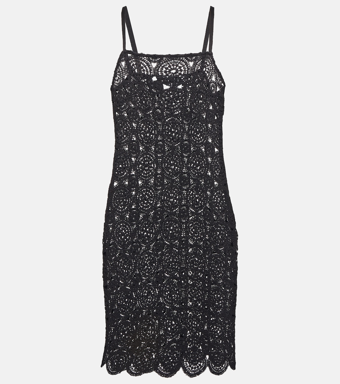 Мини-платье крючком из смеси хлопка и шелка Rotate, черный 
Мини-платье крючком из смеси хлопка и шелка Rotate, черный