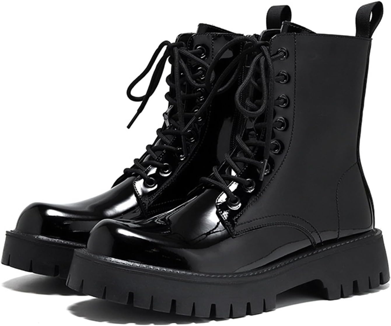 Мужские ботинки UZUJBAA из лакированной кожи на платформе, повышающие рост, с боковой молнией, модные шнуровкой, массивным каблуком-кубиком, протекторной подошвой против скольжения, чукка для работы, мотоцикла и повседневной носки, черный
Мужские ботинки UZUJBAA из лакированной кожи на платформе, повышающие рост, с боковой молнией, модные шнуровкой, массивным каблуком-кубиком, протекторной подошвой против скольжения, чукка для работы, мотоцикла и повседневной носки, черный