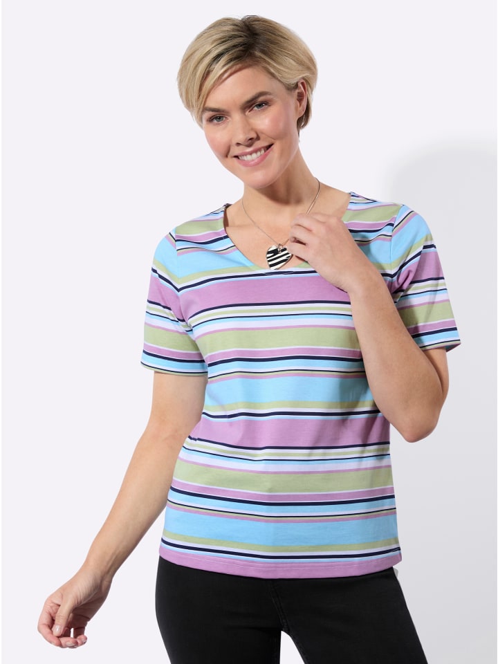 Рубашка с V-образным вырезом в белую и аквамариновую полоску WITT WEIDEN
Рубашка с V-образным вырезом в белую и аквамариновую полоску WITT WEIDEN