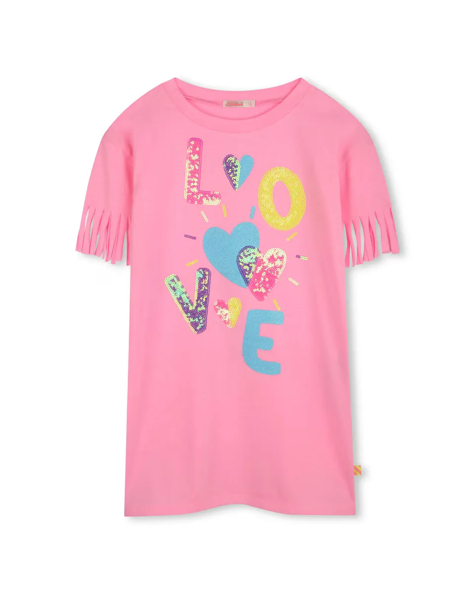 Розовое платье для девочки с короткими рукавами Billieblush, цвет Rosa 
Розовое платье для девочки с короткими рукавами Billieblush, цвет Rosa