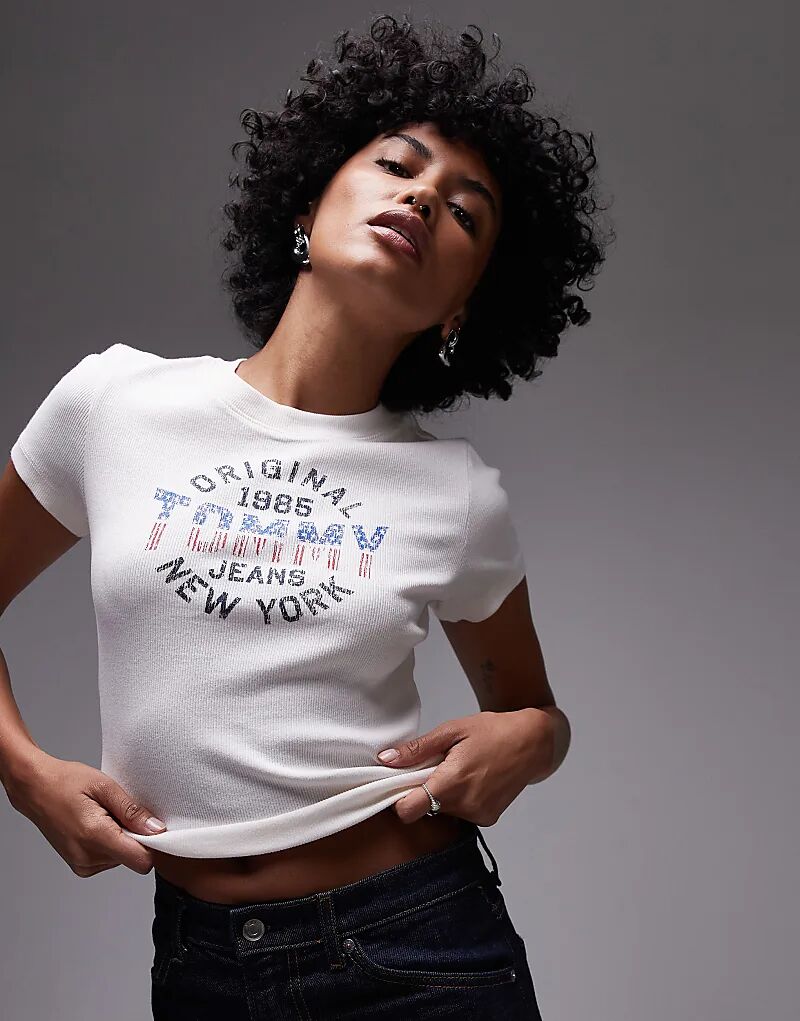 Футболка Tommy Jeans USA Central с логотипом белого цвета 
Футболка Tommy Jeans USA Central с логотипом белого цвета