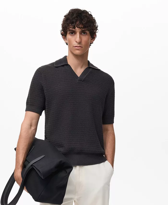 Мужская поло из хлопка с вязаным узором Mango, серый
Мужская поло из хлопка с вязаным узором Mango, серый