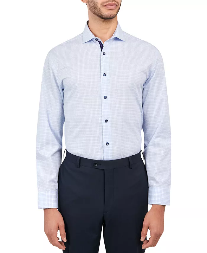 Мужская рубашка в клетку Dobby Gingham MICHELSONS OF LONDON, синий 
Мужская рубашка в клетку Dobby Gingham MICHELSONS OF LONDON, синий