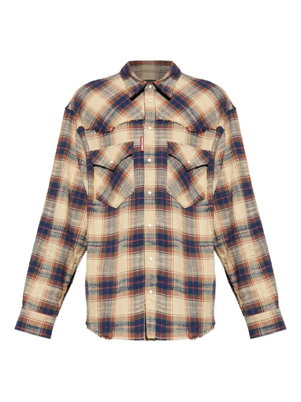 Рубашка в клетку с длинными рукавами Dsquared1, нейтральный 
Рубашка в клетку с длинными рукавами Dsquared1, нейтральный