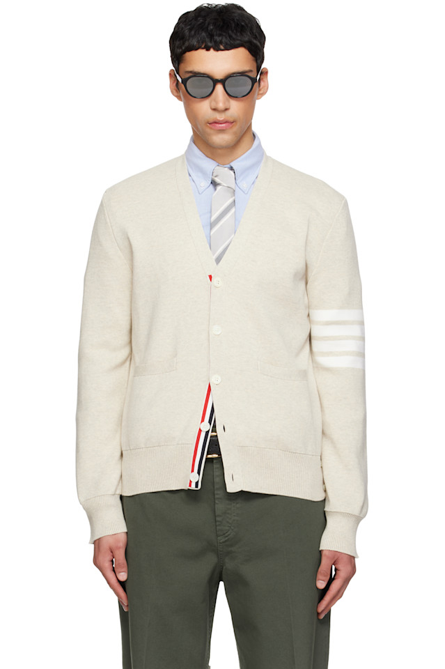 Кардиган из хлопкового крепа с четырехрядной миланской вышивкой Thom Browne, бежевый
Кардиган из хлопкового крепа с четырехрядной миланской вышивкой Thom Browne, бежевый