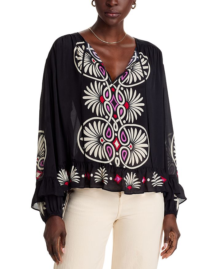 Блуза с оборками Madelyn Johnny Was, мультиколор
Блуза с оборками Madelyn Johnny Was, мультиколор