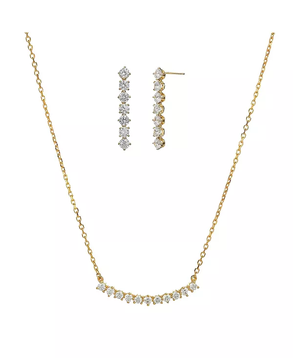 Комплект из колье и серег Josephine Tennis из стерлингового серебра с позолотой 18 карат Bearfruit Jewelry, gold
Комплект из колье и серег Josephine Tennis из стерлингового серебра с позолотой 18 карат Bearfruit Jewelry, gold