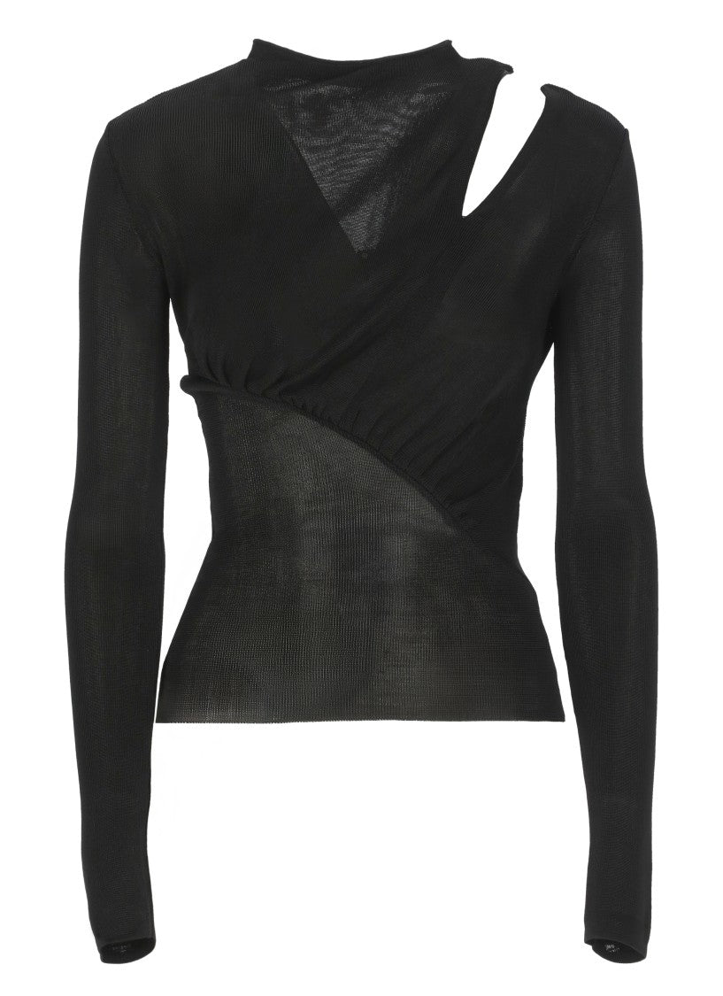 Черный топ из вискозы с вырезом спереди Self-Portrait
Черный топ из вискозы с вырезом спереди Self-Portrait