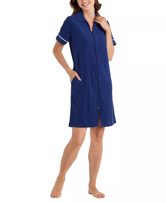 Женский короткий халат с коротким рукавом и молнией сплошного цвета Miss Elaine, синий
Женский короткий халат с коротким рукавом и молнией сплошного цвета Miss Elaine, синий