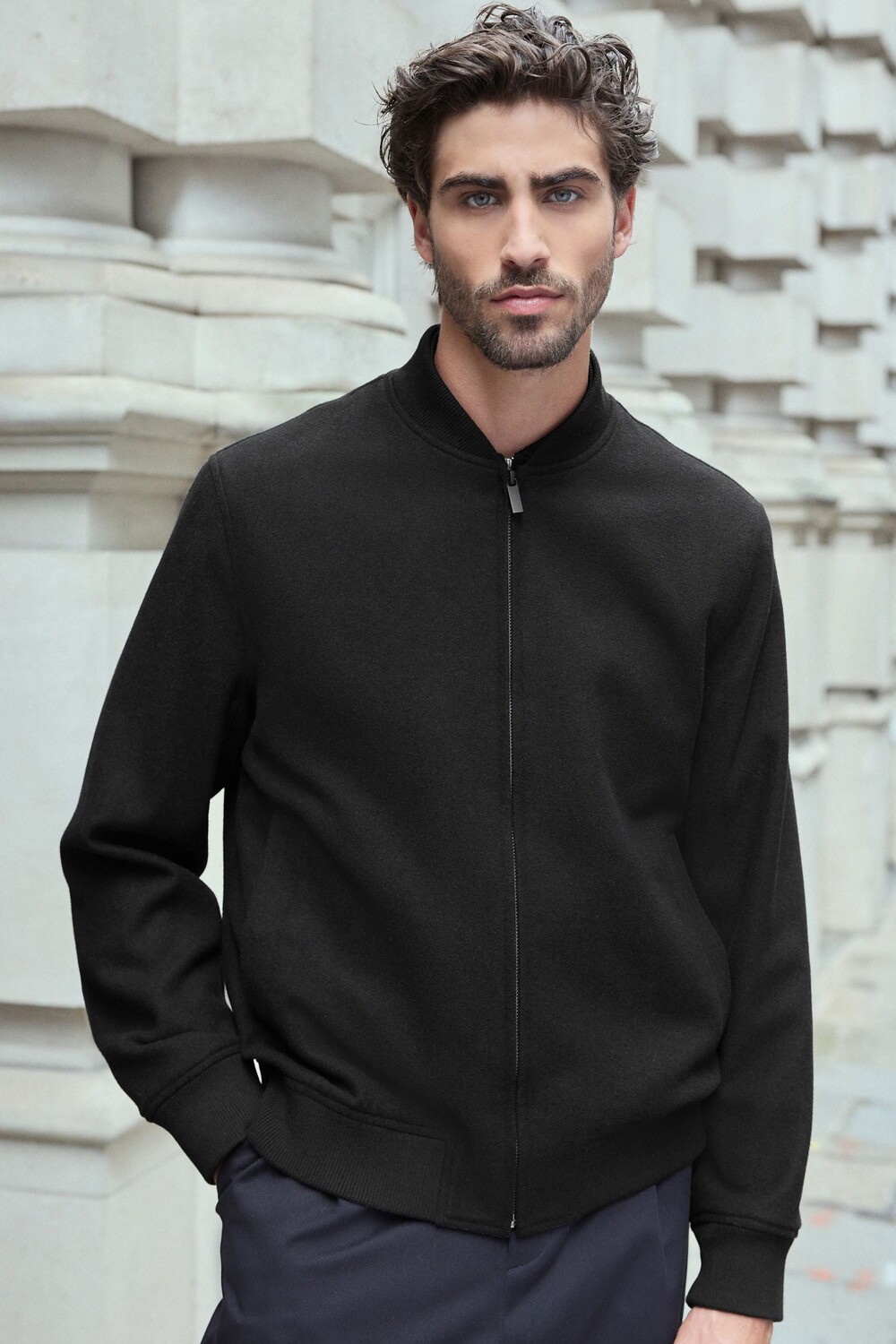 Легкая куртка бомбер из смесовой шерсти Next, черный
Легкая куртка бомбер из смесовой шерсти Next, черный