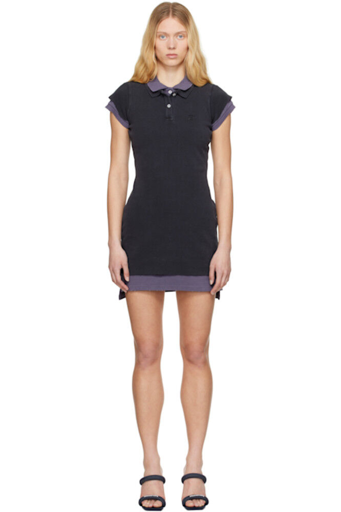 Темно-синее многослойное мини-платье поло с короткими рукавами alexanderwang.t