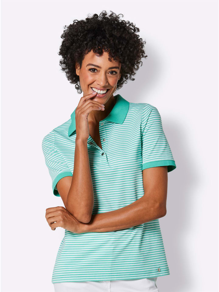 Рубашка-поло в сине-зеленую и белую полоску creation L
Рубашка-поло в сине-зеленую и белую полоску creation L