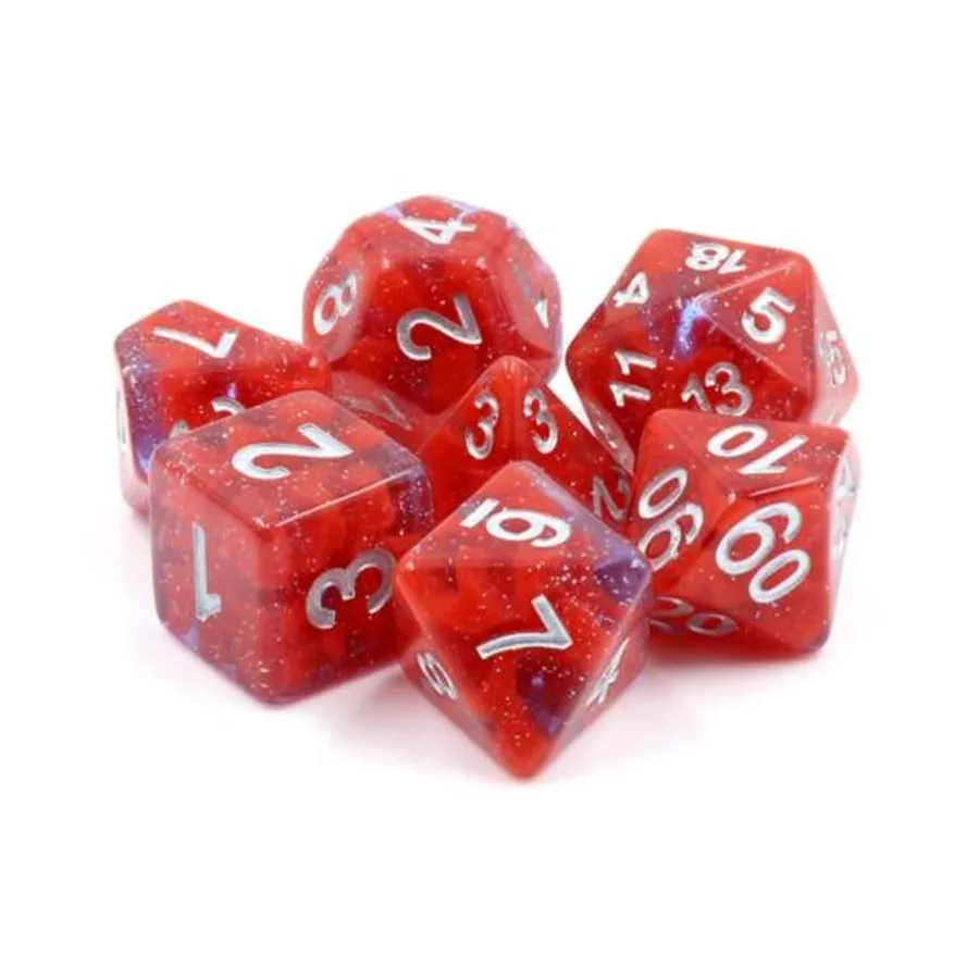 Набор Poly - Crystal Rose с серебром (7), Dice Sets - Resin/Acrylic - Red, Orange, Yellow, & Pink (Foam Brain Games)
Набор Poly - Crystal Rose с серебром (7), Dice Sets - Resin/Acrylic - Red, Orange, Yellow, & Pink (Foam Brain Games)