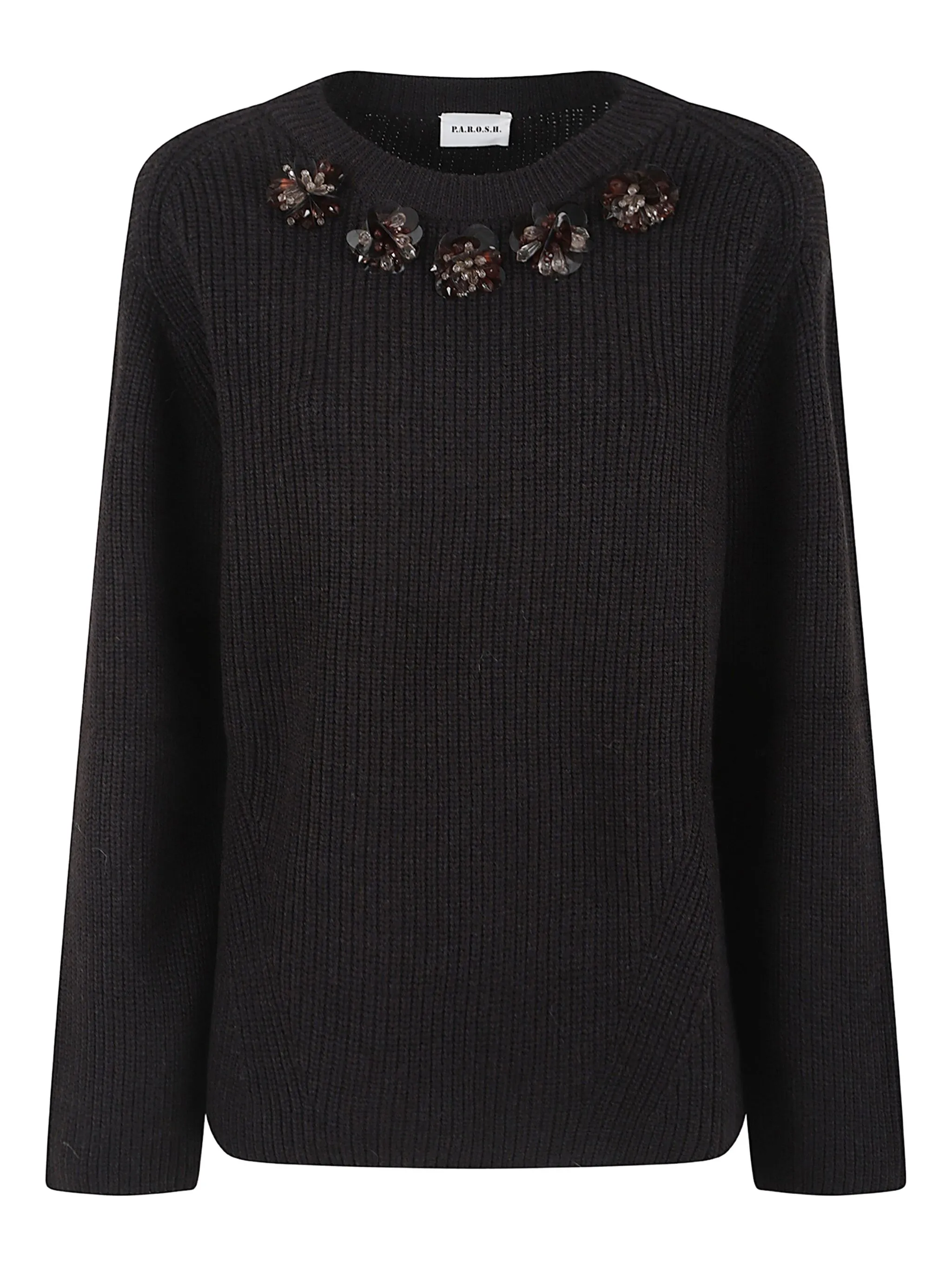 Свитер с цветочной аппликацией P.A.R.O.S.H., черный
Свитер с цветочной аппликацией P.A.R.O.S.H., черный