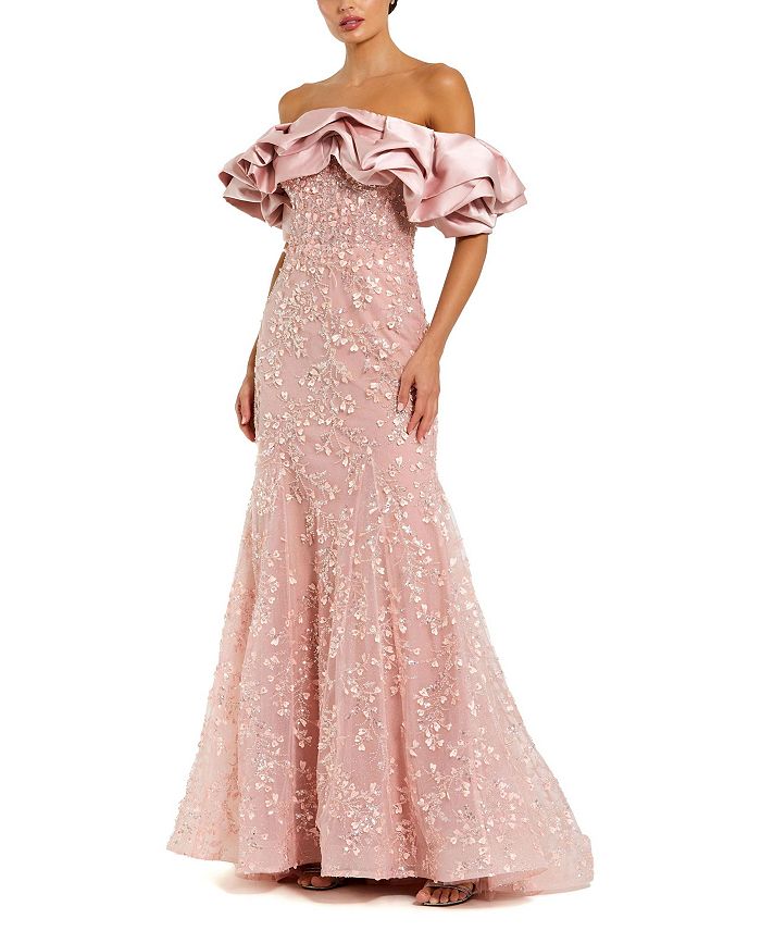 Платье-русалка с открытыми плечами и аппликацией из бисера Mac Duggal, розовый
Платье-русалка с открытыми плечами и аппликацией из бисера Mac Duggal, розовый
