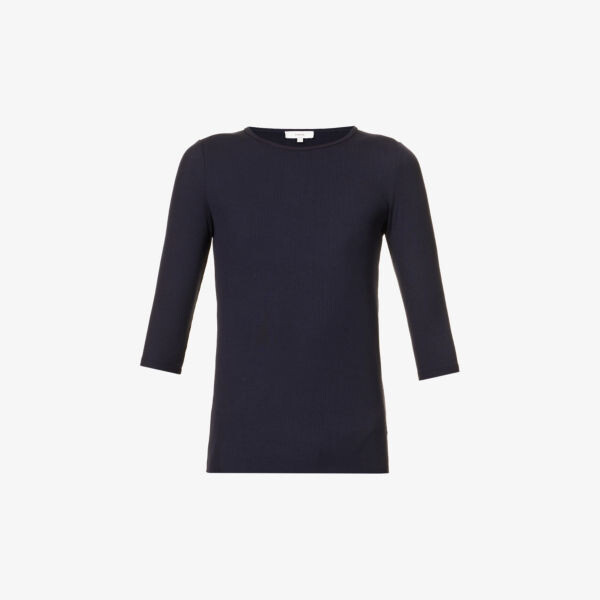 Топ из эластичной ткани в рубчик с рукавами три четверти Vince, синий
Топ из эластичной ткани в рубчик с рукавами три четверти Vince, синий