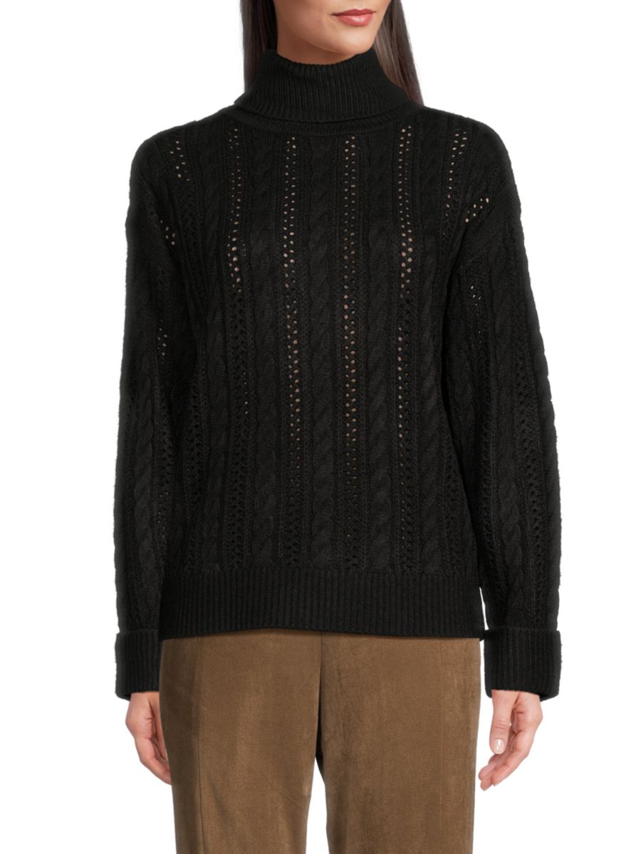 Водолазка с открытыми и косичными вязками Halston, черный
Водолазка с открытыми и косичными вязками Halston, черный