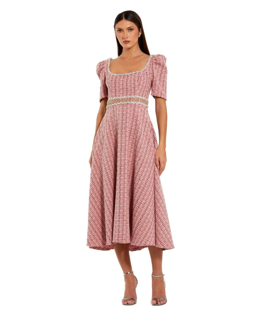 Женское миди-платье из букле с пышными рукавами и поясом, украшенным бисером Mac Duggal, Pink multi
Женское миди-платье из букле с пышными рукавами и поясом, украшенным бисером Mac Duggal, Pink multi