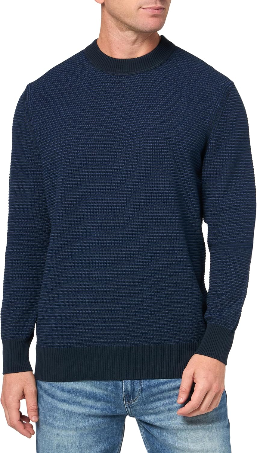 BOSS мужской двухцветный свитер из смесового хлопка, Night
BOSS мужской двухцветный свитер из смесового хлопка, Night