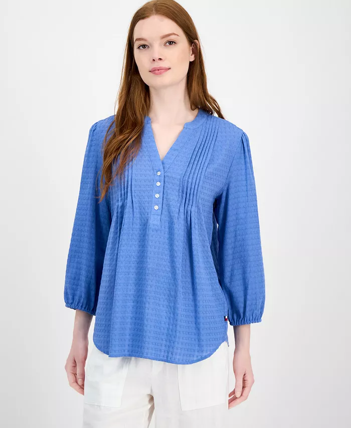 Женская туника из хлопка с пике и защипами Tommy Hilfiger, синий 
Женская туника из хлопка с пике и защипами Tommy Hilfiger, синий