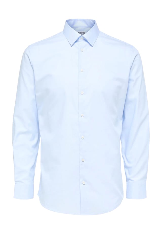 Рубашка деловая облегающая с воротником Кент хлопок Selected, голубой
Рубашка деловая облегающая с воротником Кент хлопок Selected, голубой