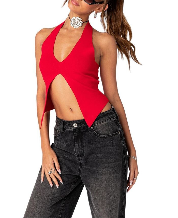 Вязаный топ с разрезом спереди Edikted Sculpt, красный
Вязаный топ с разрезом спереди Edikted Sculpt, красный