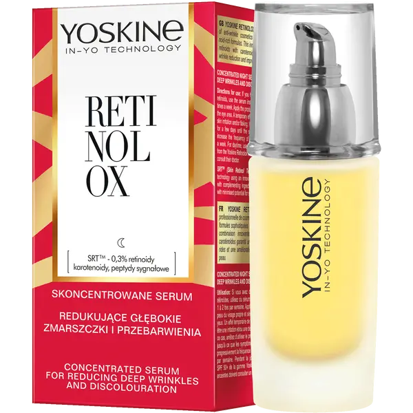Концентрированная ночная сыворотка, уменьшающая глубокие морщины и пигментацию лица, 30 мл Yoskine Retinolox
Концентрированная ночная сыворотка, уменьшающая глубокие морщины и пигментацию лица, 30 мл Yoskine Retinolox