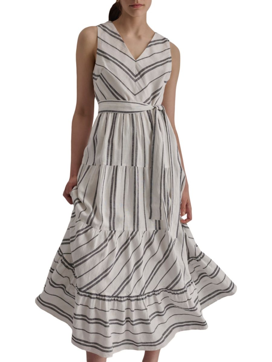 Платье миди из смесовой льняной ткани в полоску DKNY, белый/черный
Платье миди из смесовой льняной ткани в полоску DKNY, белый/черный