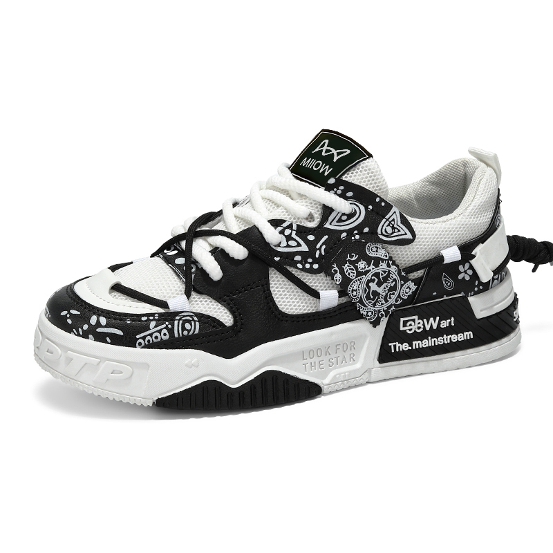 MIIOW Антискользящие износостойкие низкие скейтерские кроссовки мужские бело-черные, цвет White Black 
MIIOW Антискользящие износостойкие низкие скейтерские кроссовки мужские бело-черные, цвет White Black
