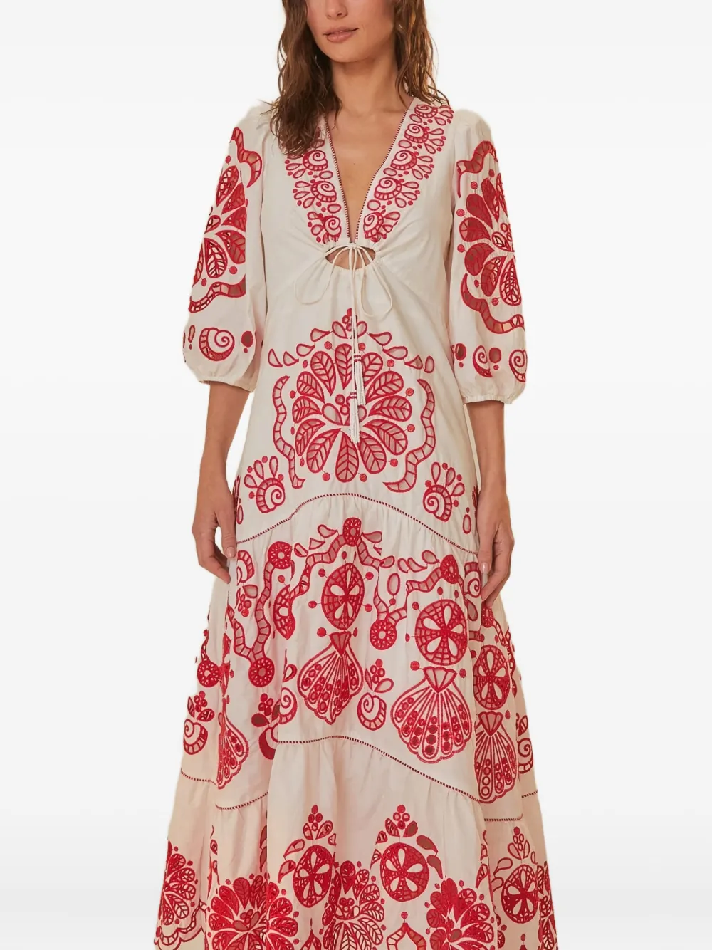 Расшитое многослойное платье FARM Rio, белый
Расшитое многослойное платье FARM Rio, белый